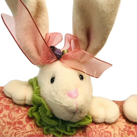Happy Easter Bunny Rabbit Throw Pillow Embellished Decor Vintage Rare - Picture 4 of 10